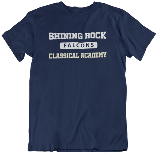 Varsity Style Short or Long Sleeve T Shirt - Shining Rock Classical Academy Spirit Wear