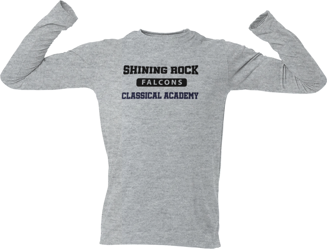 Varsity Style Short or Long Sleeve T Shirt - Shining Rock Classical Academy Spirit Wear