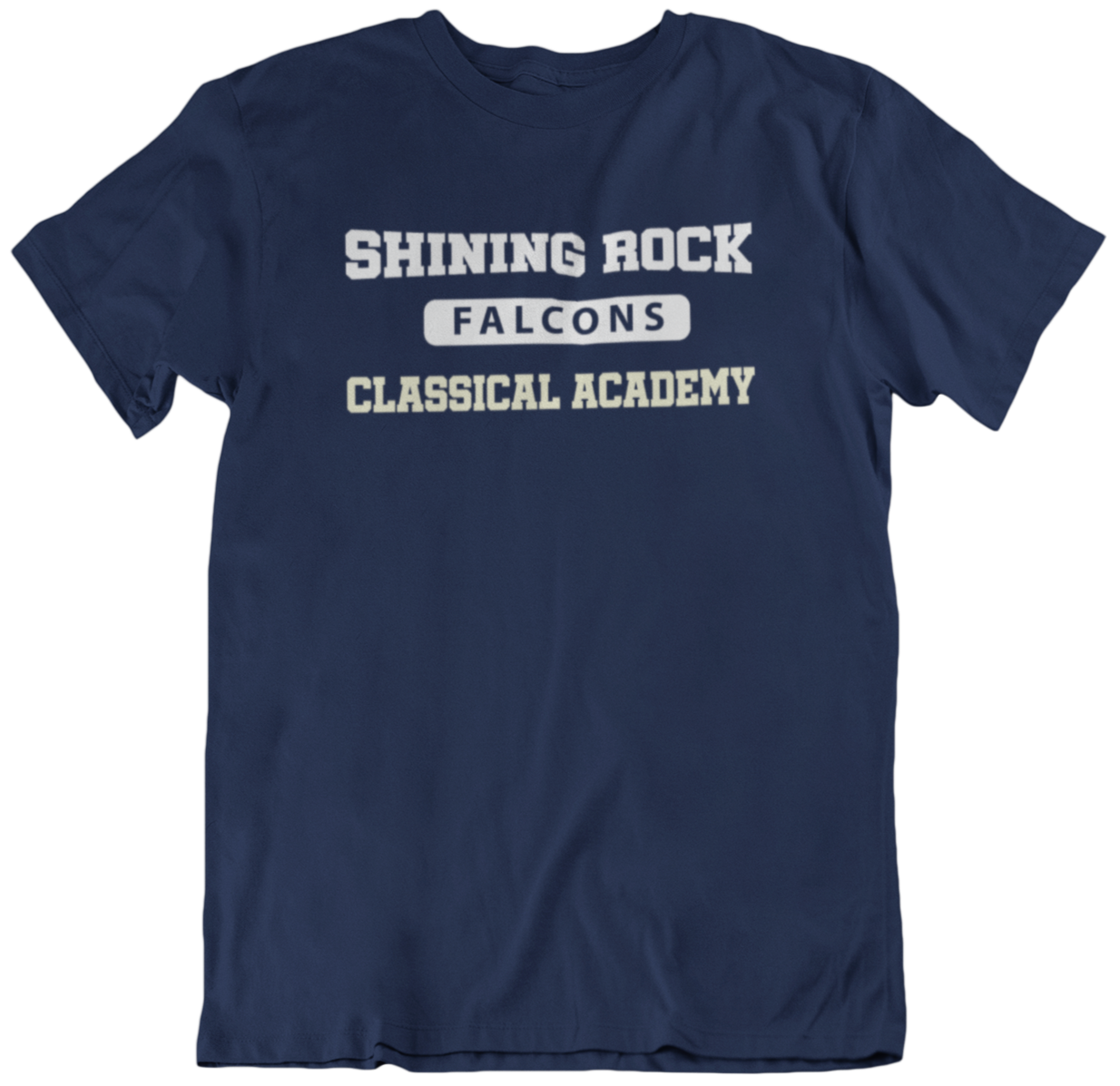 Varsity Style Short or Long Sleeve T Shirt - Shining Rock Classical Academy Spirit Wear